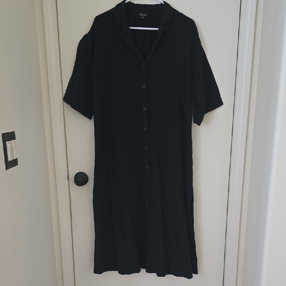 Madewell Black Button-Up Midi Dress